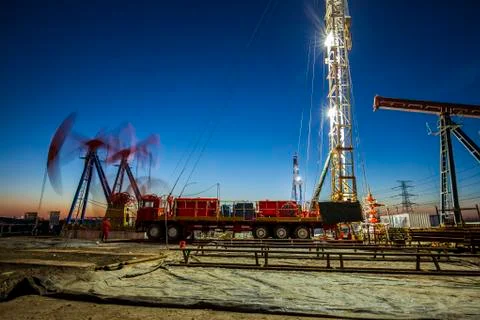 Oilfield derrick Stock Photos
