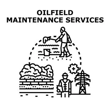 Oilfield maintenance services concept vector illustration Stock Illustration