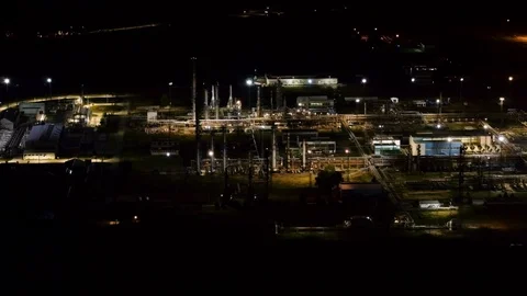 Oilfield at night Stock Footage 124729260