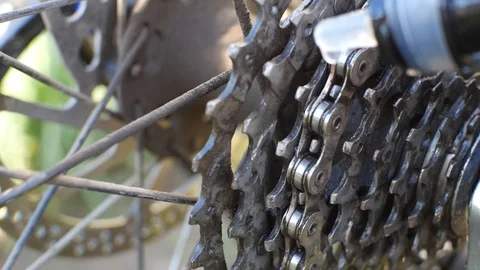 Oiling bicycle chain/sprocket Stock Footage 111229800