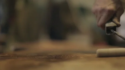 Oiling a Block of Natural Wood Stock Footage 70304437