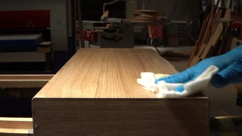 Oiling Wood for a Smooth Finish Stock Footage 293540621