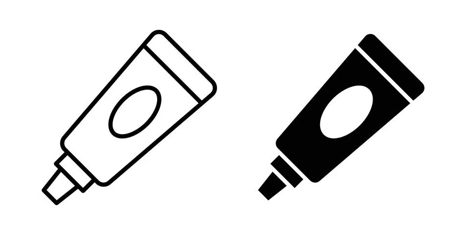 Ointment icon linear versions pack on white background Stock Illustration