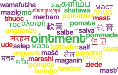 Ointment multilanguage wordcloud background concept Stock Illustration