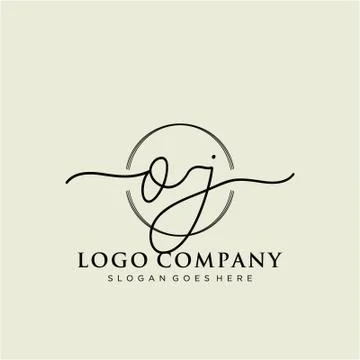 OJ Initial handwriting logo design Stock Illustration