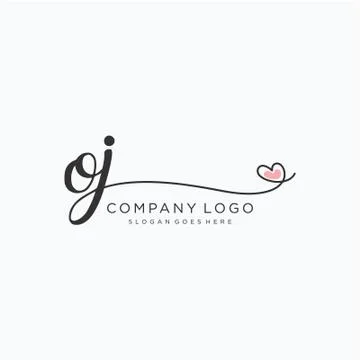 OJ Initial handwriting logo design Stock Illustration