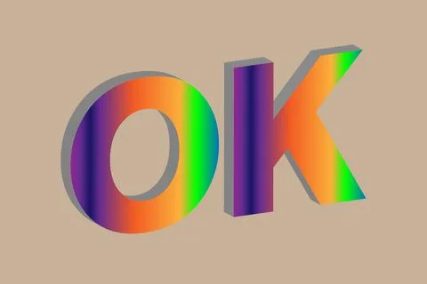 Ok 3D Lettering gradient use Stock Illustration
