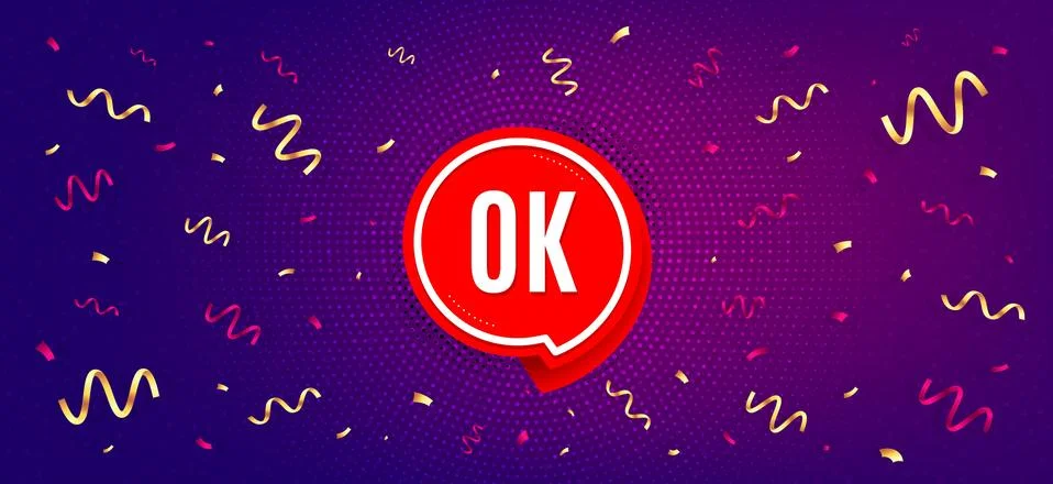 OK banner. Approved chat bubble sticker. Vector Illustrazione stock
