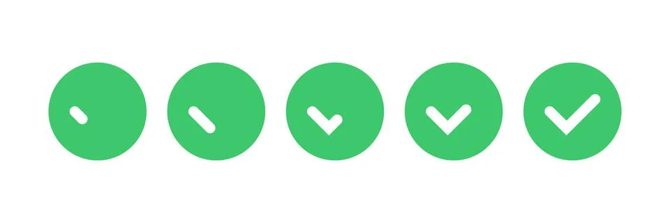 Ok button. Check mark animation kit Stock Illustration
