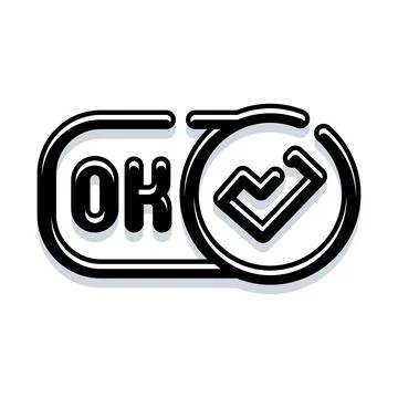 Ok button check mark confirming acceptance approval Stock Illustration