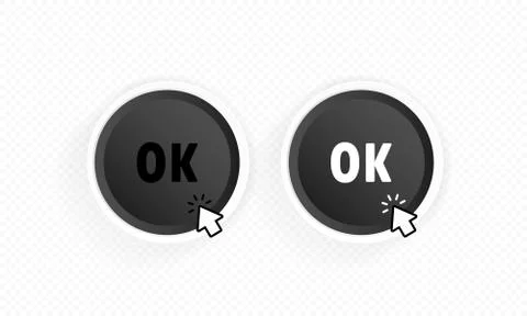 Ok button with cursor. Vector on isolated white background. EPS 10 Stock Illustration