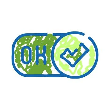 Ok button doodle illustrating approval and success Illustrazione stock