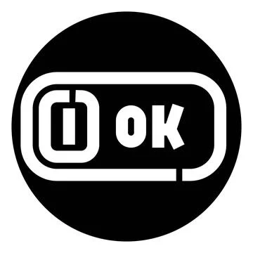 Ok button switch on a black circle background Stock Illustration