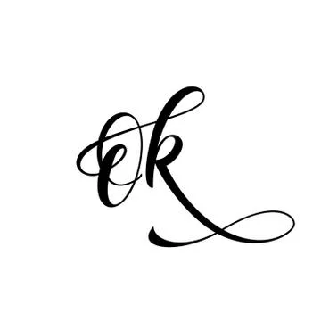 OK calligraphy hand drawn vector lettering Stock Illustration