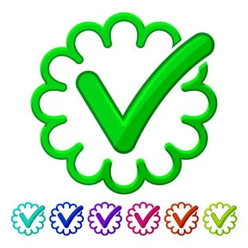 Ok check mark cartoon vector graphic Illustrazione stock