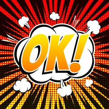 Ok comic book bubble text retro style Stock Illustration