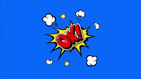 OK! comic pop art explosion. 4k cartoon animation speech bubble message Stock Footage 132972900