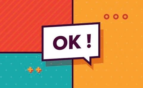 Ok in design banner. vector template for web, print, presentation Stock Illustration