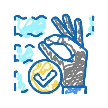 Ok diver gesture icon doodle illustration Stock Illustration