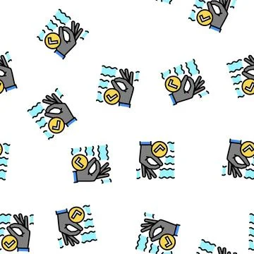 Ok diver gesture vector seamless pattern Illustrazione stock