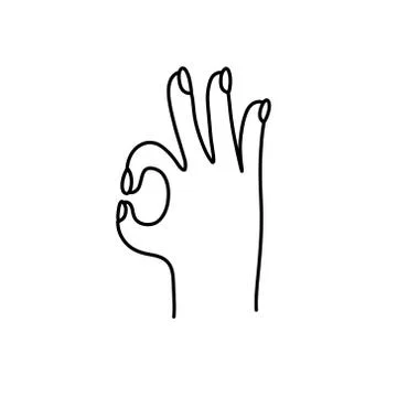 OK gesture doodle icon, vector line illustration Stock Illustration
