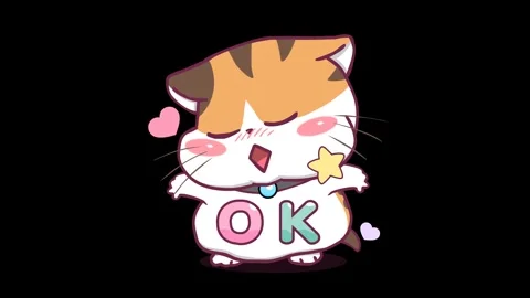OK Gesture Kitten Animation -Transparent Background Stock Footage 282780404