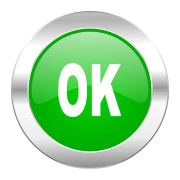 Ok green circle chrome web icon isolated. Stock Illustration