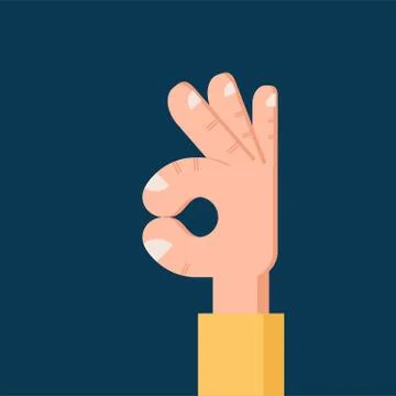 OK hand Flat icon. Isolated Vector symbol Stock Illustration