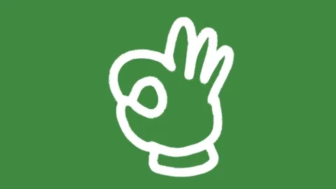 OK hand gesture approval hand-drawn cartoon graphic with chalk outline okay sign Stock Footage 339304083