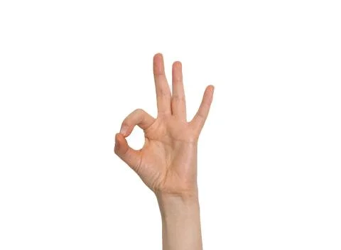 OK hand gesture isolated on light background Stock Photos