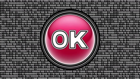OK icon. Binary code ( array of bits ) in the screen. Looping footage. Video stock 123836583