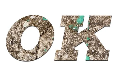 OK with old wall on white background Ilustración de archivo