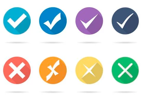 Ok or no icon flat style white background Stock Illustration
