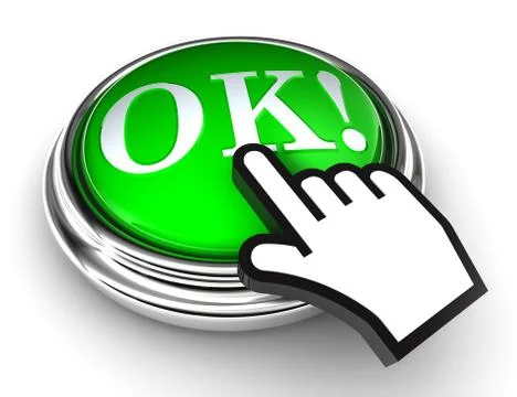 Ok red button and pointer hand Stock Illustration