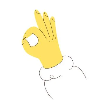 Ok sign made by hand. Vector simple line art illustration Stock Illustration