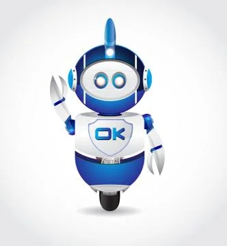 Ok Sign in Robot Shape Stock Illustration