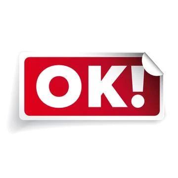 OK sign sticker vector red Stock Illustration