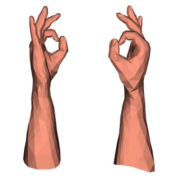 Ok symbol low poly hand Stock Illustration