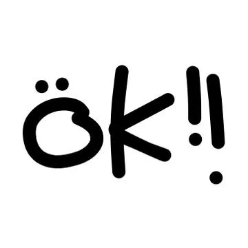 Ok text hand drawn doodle style. Illustration, Stock Illustration