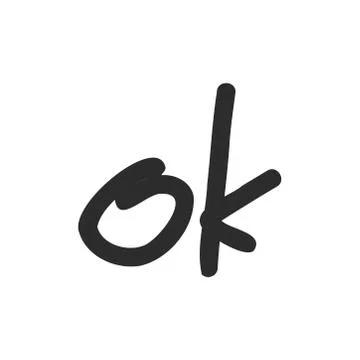 Ok text hand drawn doodle style. Illustration, Stock Illustration