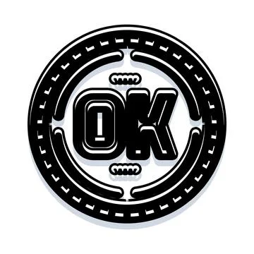 Ok text in round frame with road markings Stock Illustration