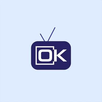 OK TV Logo Design Template, TV icon, Dark Blue, Online TV Channel, Live Str.. Stock-Illustration