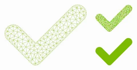 OK Vector Mesh Carcass Model and Triangle Mosaic Icon Illustrazione stock