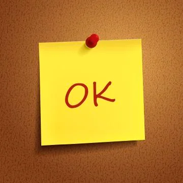 Ok word on post-it Stock Illustration