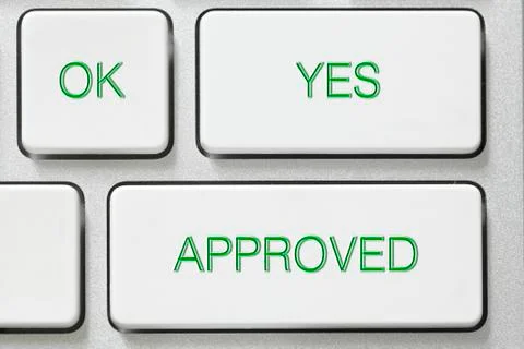 Ok yes approved button on keyboard Stock Illustration