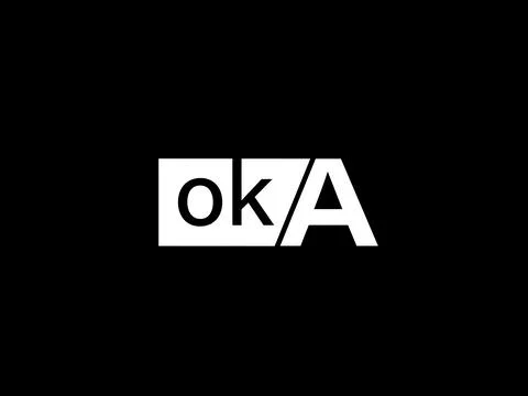 OKA Logo and Graphics design vector art, Icons isolated on black background Illustrazione stock