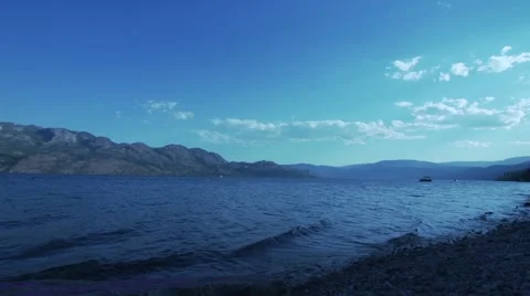 Okanagan Lake - Time Lapse - Waves, Clouds, Boats, and Mountains Stock Footage 51820817