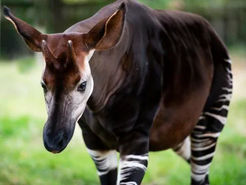 The Okapi known as the forest giraffe or zebra giraffe Stock Photos