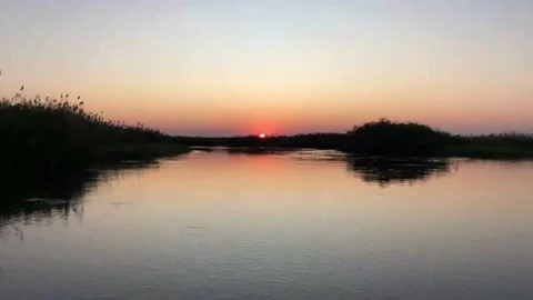 Okavango Delta Sunset River view from speed boat. HD 4K 库存影片 203839067