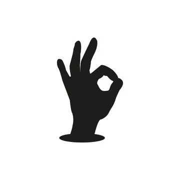 Okay hand black icon, Vector ok symbol isolated on white. Stock Illustration